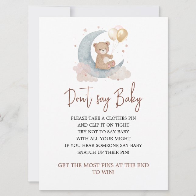 Over the Moon Don't Say Baby Game Card (Front)