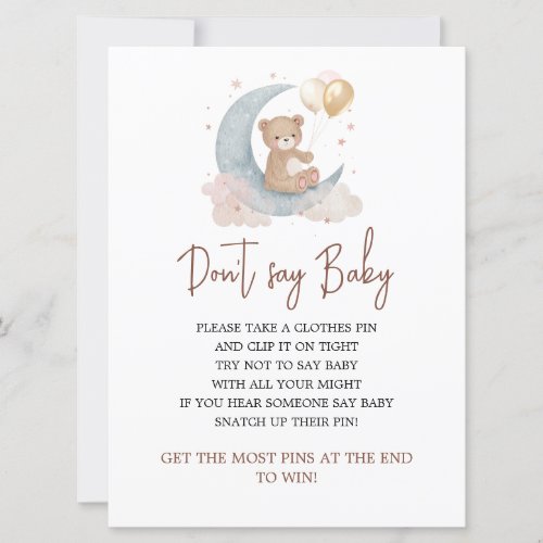 Over the Moon Dont Say Baby Game Card