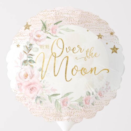 Over the Moon Dreamy Blush Gold Girl Baby Shower Balloon