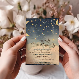 Over the Moon Dreamy Boy Baby Shower Invitation
