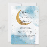 Over the Moon Dreamy Gold Boy Baby Shower Invitati Invitation