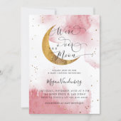 Over the Moon Dreamy Gold Girl Baby Shower Invitation (Front)
