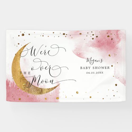 Over The Moon Dreamy Pink Sky Baby Shower Banner