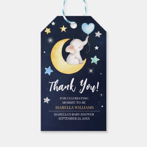 Over The Moon Elephant Baby Shower Favor Tag