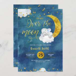 Over the Moon Elephant Baby Shower Invitation
