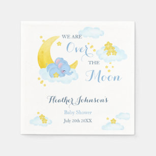 Over The Moon Elephant Baby Shower Napkins
