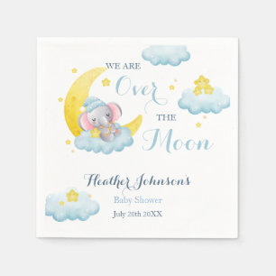 Over The Moon Elephant Boy Baby Shower Napkins