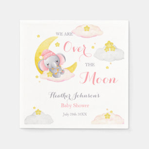 Over The Moon Elephant Girl Baby Shower Napkins