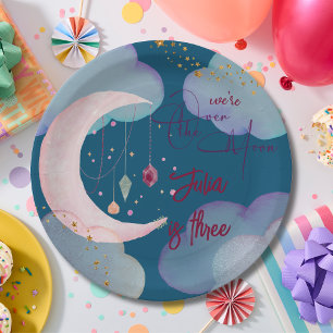 Over the moon fantasy kids birthday paper plates