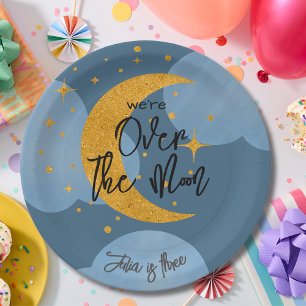 Over the moon fantasy kids Birthday Paper Plates