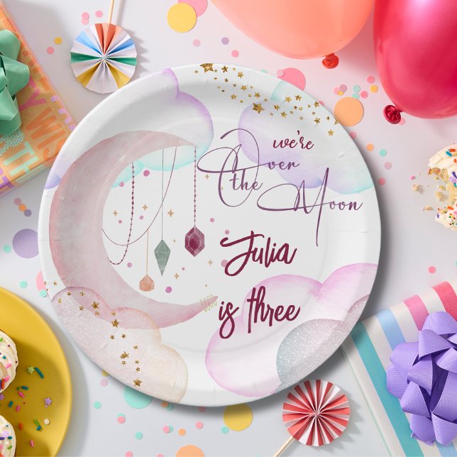 Over the moon fatasy kids birthday paper plates (Creator Uploaded)