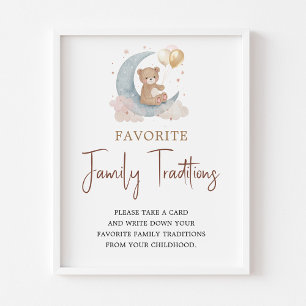 Over the Moon Favorite Family Tradition sign Card