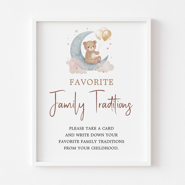 Over the Moon Favorite Family Tradition sign Card (Creator Uploaded)