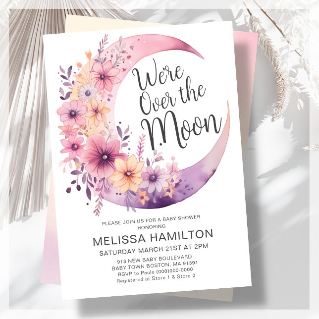 Over The Moon | Floral Baby Shower Invitation (Creator Uploaded)