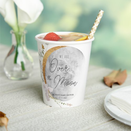 Over the Moon floral boho gender neutral Paper Cups