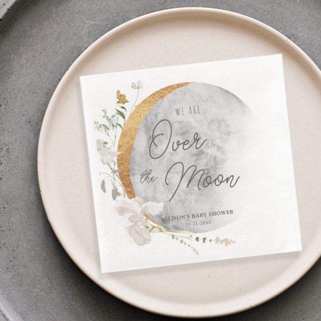 Over the Moon floral boho gender neutral Paper Dinner Napkins (Creator Uploaded)