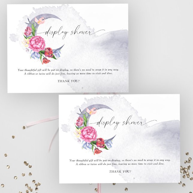 Over the moon Flowers baby shower display shower Enclosure Card (Creator Uploaded)