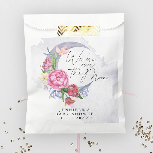 Over the moon Flowers baby shower Favor Bag (Creator Uploaded)
