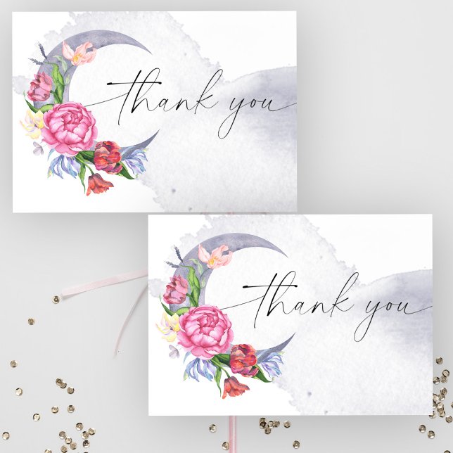 Over the moon Flowers baby shower thank you  Card (Creator Uploaded)