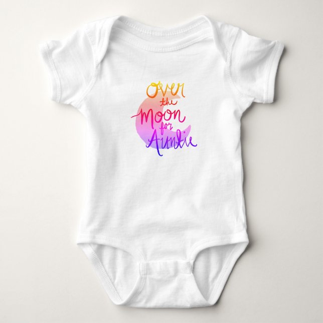 Over the Moon for Auntie (color) Baby Bodysuit (Front)