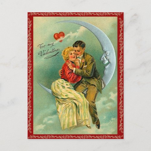 Over the Moon for You Valentine Postcard
