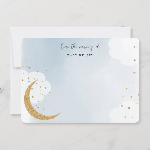 Over the Moon  From the Nursery of Blue Flat Note Card