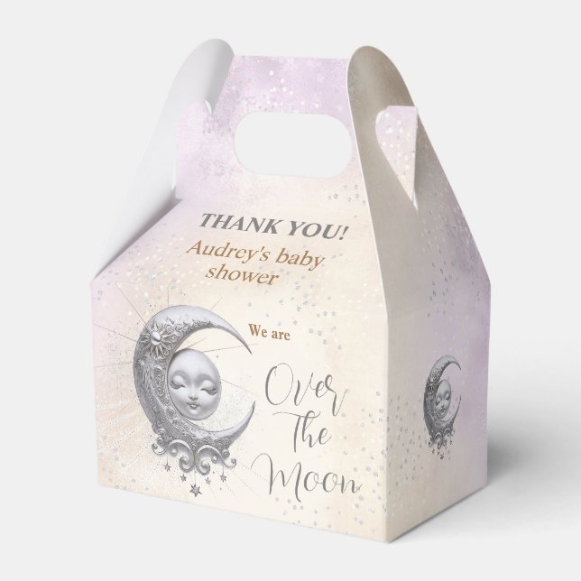 Over The Moon Gender Neutral Baby Shower Favor Box (Back Side)