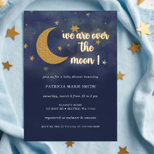 Over the Moon Gender Neutral Baby Shower Invitation