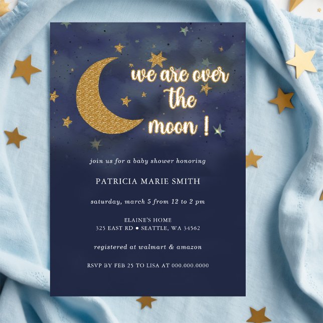 Over the Moon Gender Neutral Baby Shower Invitation (Over the Moon Gender Neutral Baby Shower Invitation)