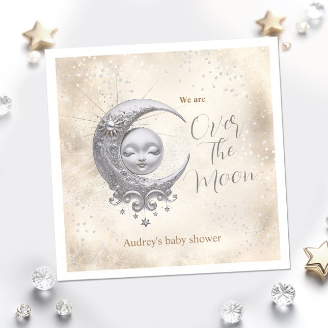 Over The Moon Gender Neutral Baby Shower  Napkins (Over The Moon Gender Neutral Baby Shower Napkins)
