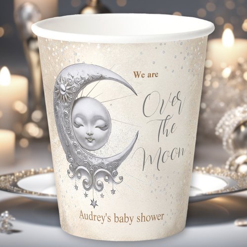 Over The Moon Gender Neutral Baby Shower  Paper Cups