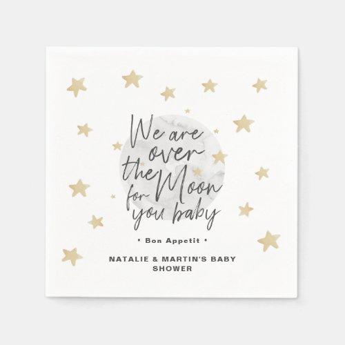 Over The Moon Gender Neutral Baby Shower Paper Napkins