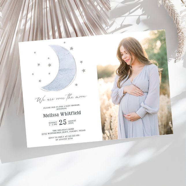Over the Moon Gender Neutral Baby Shower Photo Invitation (Creator Uploaded)