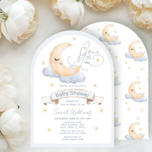 Over the Moon Gender Neutral Script Baby Shower Invitation