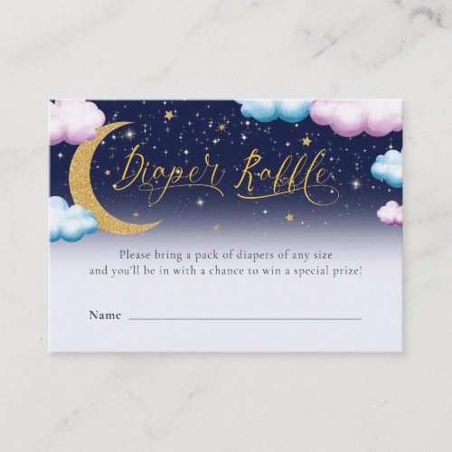 Over the Moon Gender Reveal Diaper Raffle Enclosure Card