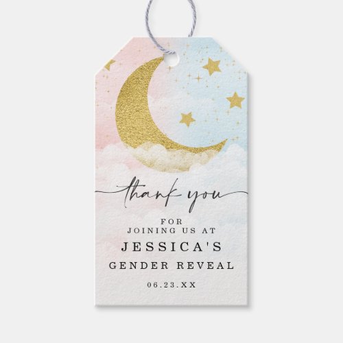 Over The Moon Gender Reveal Favor Tag 