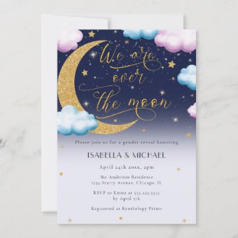 "Over The Moon" Wooden Sign - Baby Shower & Gender Reveal Backdrop Decor, Twinkle Little Star Party Wall Decoration