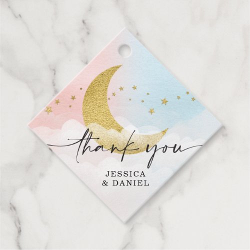 Over The Moon Gender Reveal Thank You Favor Tags
