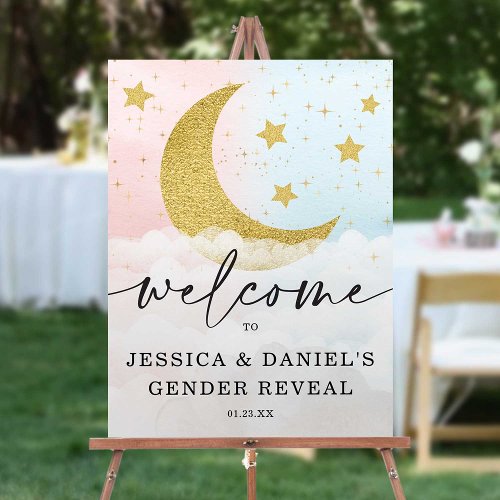 Over The Moon Gender Reveal Welcome Sign