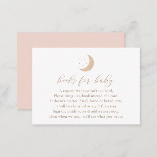 Over the Moon Girl Baby Shower Books for Baby Enclosure Card