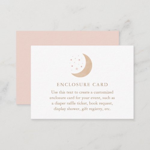 Over the Moon Girl Baby Shower Enclosure Card
