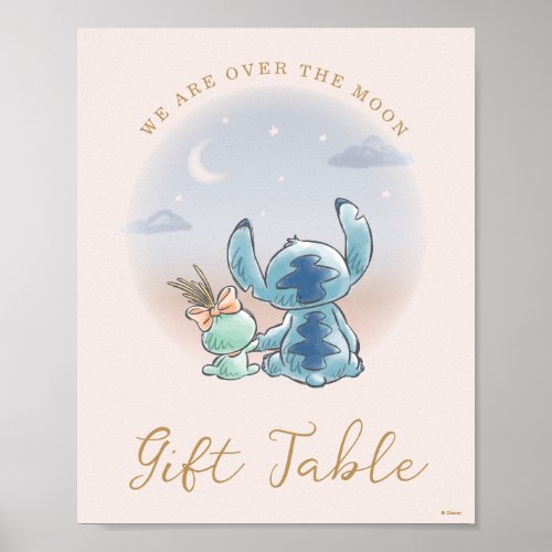 Over the Moon _ Girl Baby Shower Gift Table Poster