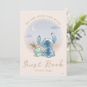 Over the Moon - Girl Baby Shower Guest Book Invitation