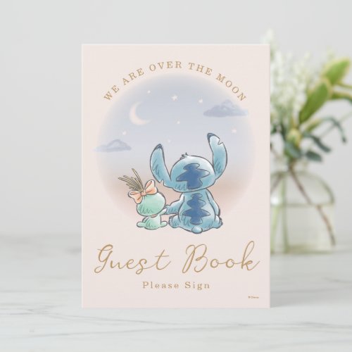 Over the Moon _ Girl Baby Shower Guest Book Invitation