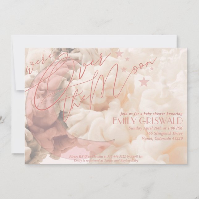 Over the Moon Girl Baby Shower Invitation (Front)