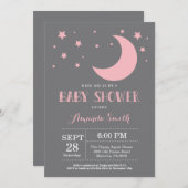 Over the Moon Girl Baby Shower Invitation Pink (Front/Back)