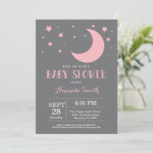 Over the Moon Girl Baby Shower Invitation Pink (Standing Front)