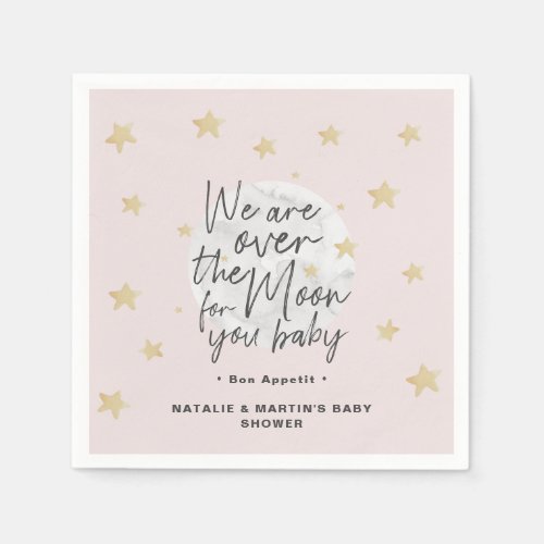 Over The Moon Girl Baby Shower Paper  Napkins