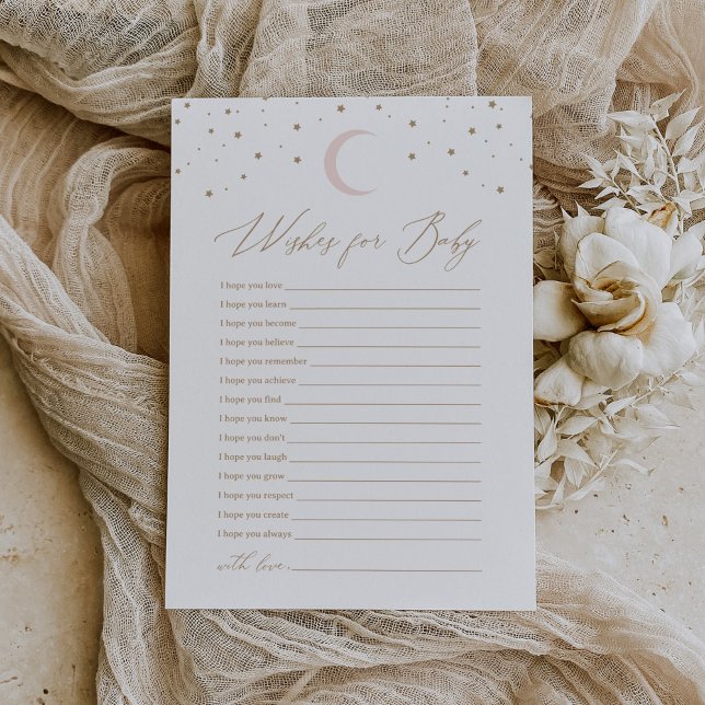 Over the Moon Girl Baby Shower Wishes for Baby Invitation (Creator Uploaded)