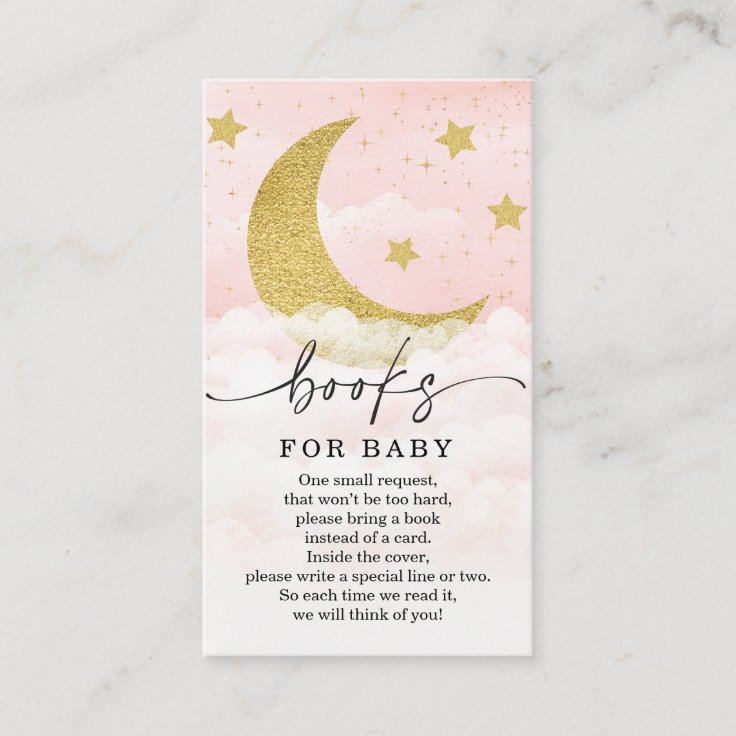 Over The Moon Girl Book Request Baby Shower Card | Zazzle